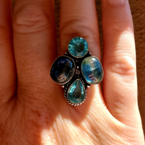 New Kyanite & Blue Topaz 925 Silver Ring. - Picture 6 of 12